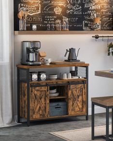 Sideboard, Kitchen Cabinet, Storage Cabinet with 2 Sliding Doors, 33 x 100 x 80 cm, Adjustable Shelves, for Living Room, Cloud White/Honey Brown