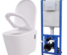 Wall Hung Toilet with Concealed Cistern Ceramic White