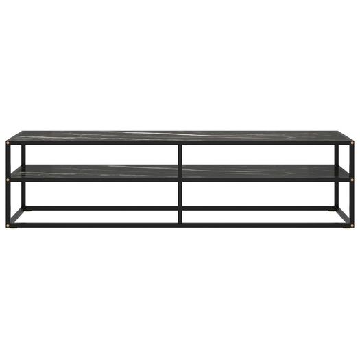 TV Cabinet Black with Black Marble Glass 160x40x40 cm