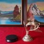 High Quality Shiny Solid Brass Eagle On A Wooden Round Black Plinth Base Image 7