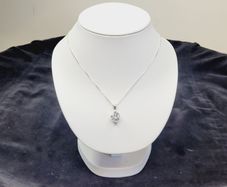 Sterling Silver 925 Box Chain Necklace with Hexagonal Cut Pendant
