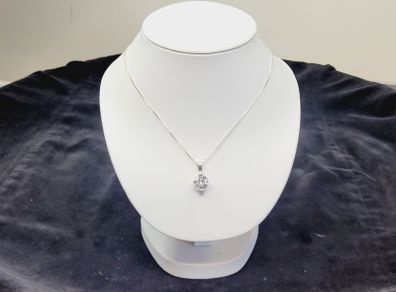 Sterling Silver 925 Box Chain Necklace with Hexagonal Cut Pendant