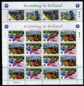 2002 Ireland 75th Anniversary of Irish Scouting Commemorative Stamps Sheetlets Plate 1A1A1A1A Mint Never Hinged (MNH)