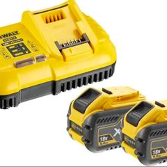 DeWalt 54v FlexVolt 2 x 9Ah Batteries and 8A Fast Charger