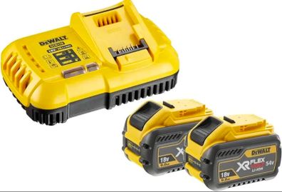 DeWalt 54v FlexVolt 2 x 9Ah Batteries and 8A Fast Charger
