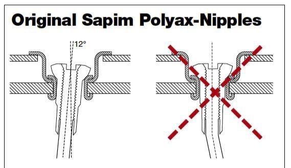 Sapim Polyax nickel-plated brass spoke nipples (12mm)