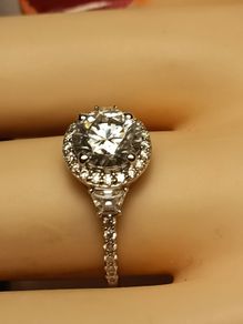 2 carat Moissanite Halo Ring with Accents