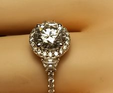 2 carat Moissanite Halo Ring with Accents