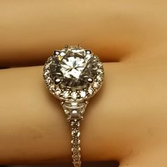 2 carat Moissanite Halo Ring with Accents