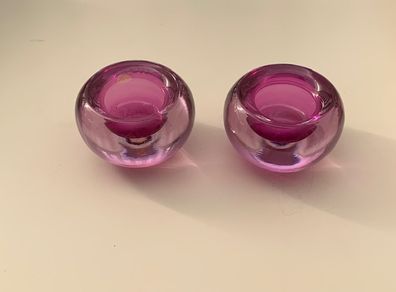 Vintage Slovenian Mouth-blown Tealight Holders