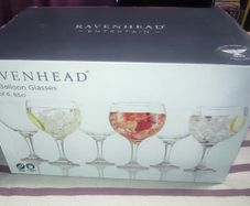 Boxed set of 6 Ravenhead gin balloon glasses