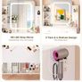 Makeup Desk with Smart LED Mirror and Power Outlet, Small Makeup Table with 2 Drawers and 5 Shelves, Dresser, White Image 5