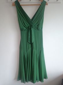 Vintage Ted Baker London 100% Silk Dress - Size 8/10, Emerald Green