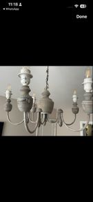 Grey Wash 5 Arm Wooden Chandelier
