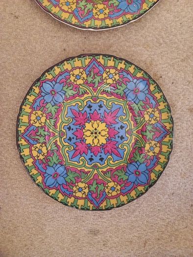 Royal Doulton Floral Art Deco Plates(2) 10.5"