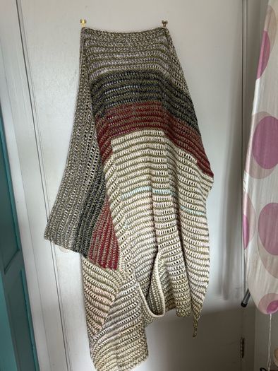 Gorgeous Hand Crochet Throw with large Pocket ( never used)
