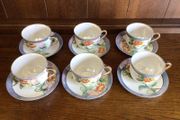 vintage 1950s Japanese hand painted lusterware 6 cups and saucers