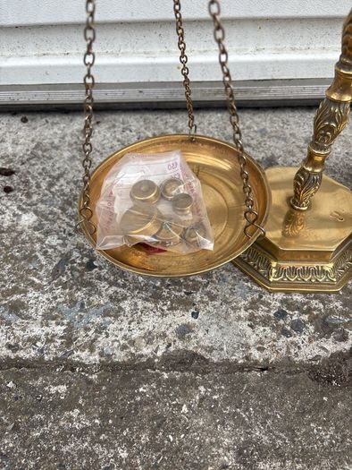Ornate brass scales