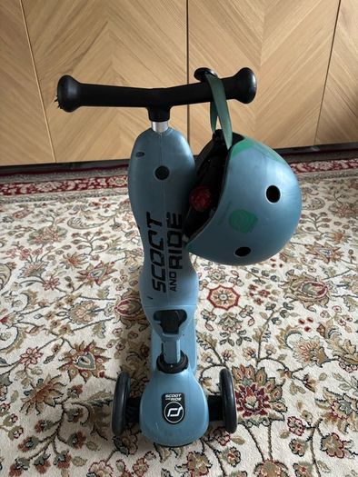 Scoot & Ride Highwaykick 1 Scooter and Helmet Steel Blue