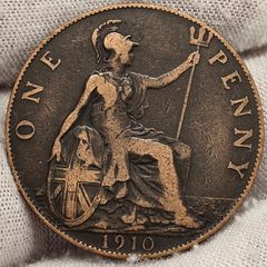 Great Britain 1910 1d Penny Edward VII Nice Grade