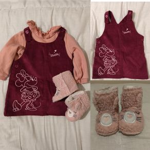 Disney Minnie Mouse Pinafore Dress, Top And Boots