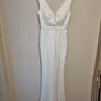 white full length v neck dress with side split Image 3