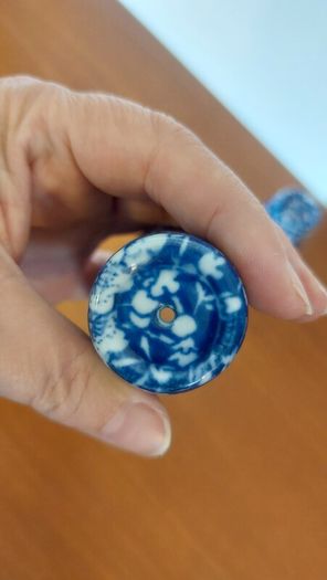 Fabulous Pair of Salt and Pepper Shakers in the Style of Burleighware "Blue Calico Pattern", but no Backstamps, Missing Stoppers