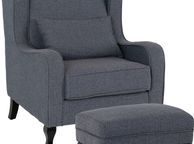 main image for ad Armchair &amp; Footstool Slate Blue Grey Fabric