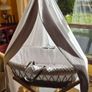 Clair de Lune Quality Moses Basket, Stand, Drape plus Brand New Sheets and Mattress. Newborn. Baby Essentials. Image 4