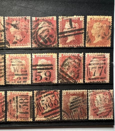 Great Britain 1858 One Penny Red 1d Lot of 21 stamps