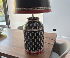 Large metal table lamp, hand painted
