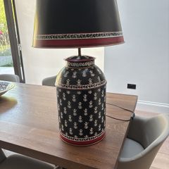 Large metal table lamp, hand painted