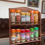 Vintage Wooden Two Tier Counter or Wall Hanging Spice Rack Image 2