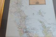 FRAMED LARGE MAP OF New Zealand Golden Opus Voyage February 1999 Howard &amp; Meriel