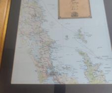 FRAMED LARGE MAP OF New Zealand Golden Opus Voyage February 1999 Howard & Meriel