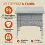 Polyrattan Side Table 50 x 50 x 45 cm Height Adjustable 5 mm Safety Glass Weatherproof 80 kg Load Capacity Garden Table Balcony Table Tea Table Outdoor Cream Image 5