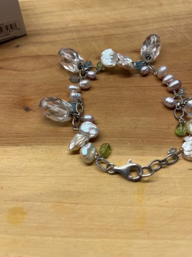 silver vintage bracelet with water pearls