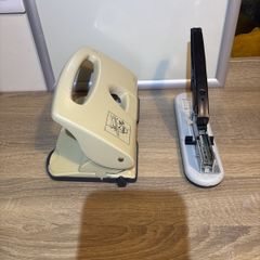 Stationary high grade stationary stapler and whole puncture office grade