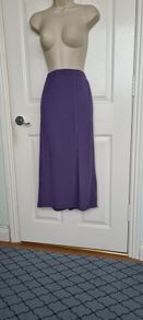 Brand New M&S Purple Blueberry Straight Skirt Front Splits Size 8r
