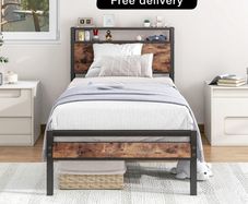3ft Single Bed Frame with Storage Headboard