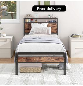 3ft Single Bed Frame with Storage Headboard