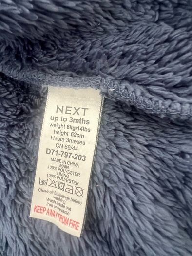 Next fleece coat 0-3 months