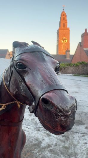 Vintage Leather Horse Large Statement Piece