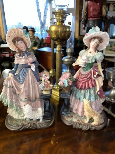 Tall 59cm Superb hand painted figurines of a Lady By Daniel Poly Collection