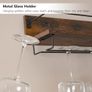 Wall Mounted Wine Rack, Wine Glass Rack Set of 2, Wine Shelf Hanging Floating Shelves, Wine Bottle Glass Rack Stemware Holder, for Living Room, Kitchen, Rustic Brown and Black Image 5