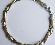 Vintage Two Colors Gold Bracelet 9CT Bonded Gold Hallmarked Signed length 7,5" - 4,3g