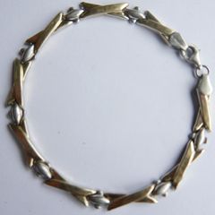 Vintage Two Colors Gold Bracelet 9CT Bonded Gold Hallmarked Signed length 7,5" - 4,3g