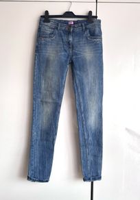 Girls F&F Blue Skinny Jeans Age 12-13 (158cm) Stud Detail Stretch Denim