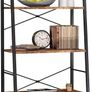 NEW SALE | Bookshelf, Ladder Shelf 5-Tier Bookcase for Bedroom, Industrial Book Shelves Storage Rack with Metal Frame for Home Office, Rustic Brown Image 2
