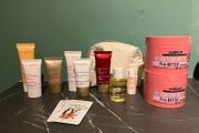 Bundle of Clarins Products with bag + 2 Soap and Glory Body Butter Tubs - Brand New